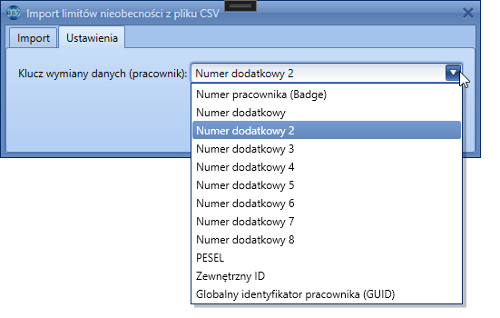 Import nieobecności.