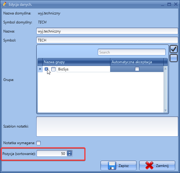 Sortowanie absencji.